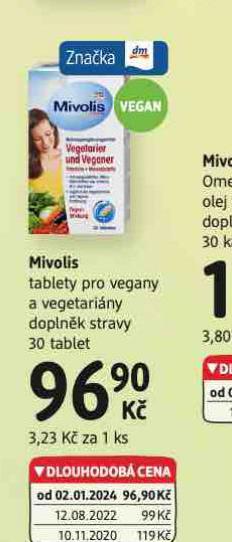 MIVOLIS TABLETY PRO VEGANY A VEGETARINY