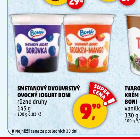 SMETANOV DVOOUVRSTV OVOCN JOGURT BONI