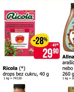 RICOLA DROPS BEZ CUKRU