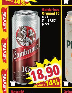 PIVO GAMBRINUS ORIGINL 10