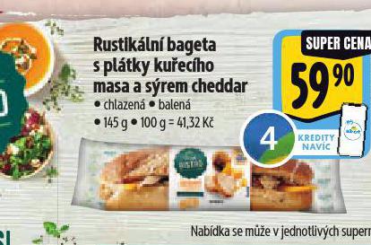 RUSTIKLN BAGETA S PLTKY KUECHO MASA A SREM CHEDDAR