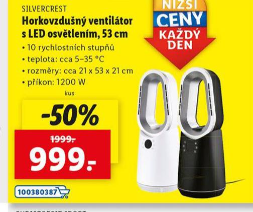 HORKOVZDUN VENTILTOR S LED OSVTLENM