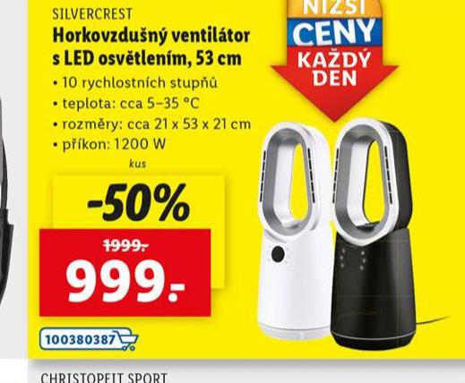 HORKOVZDUN VENTILTOR S LED OSVTLENM 1200 W