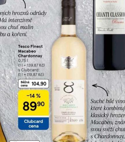 TESCO FINEST MACABEO CHRDONNAY