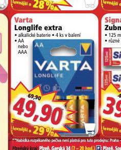 VARTA LONGLIFE EXTRA ALKALICK BATERIE