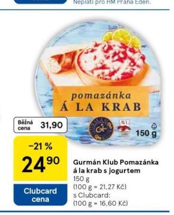 GURMN KLUB POMAZNKA  LA KRAB S JOGURTEM