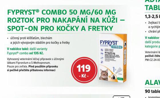 FYPRYST COMBO 50 MG / 60 KG ROZTOK PRO NAKAPN NA Kَ PRO KOKY A FRETKY