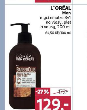 LOREAL MEN MYC EMULZE NA VLASY, PLE A VOUSY