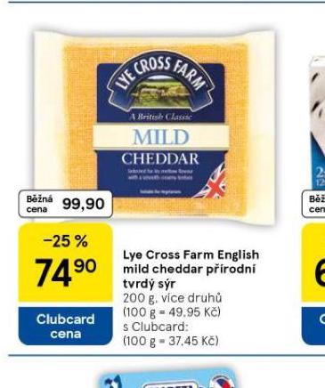LYE CROSS FARM ENGLISH MILD CHEDDAR PRODN TVRD SR