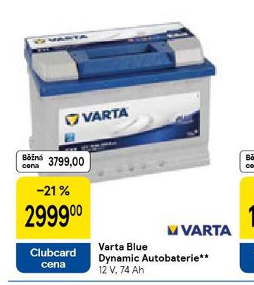 VARTA AUTOBATERIE 74 Ah