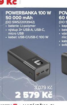 POWERBANKA 100 W 50 000 mAh