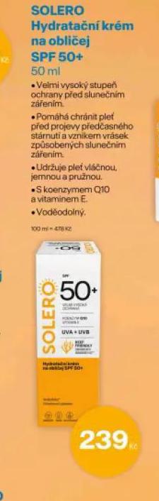 SOLERO HYDRATAN KRM NA OBLIEJ SPF 50+