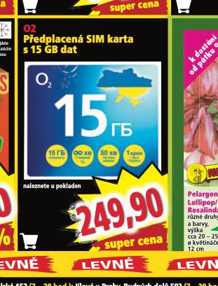O2 PEDPLACEN SIM KARTA S 15 GB DAT