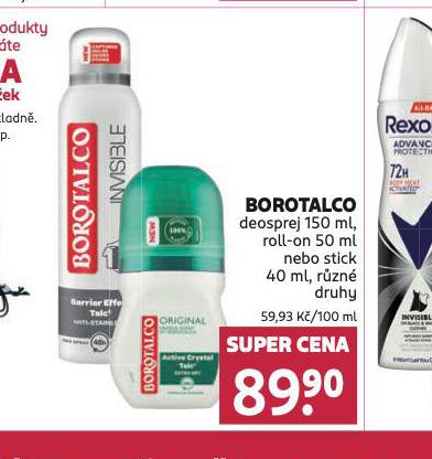 BOROTALCO DEOSPREJ, ROLL-ON. STICK
