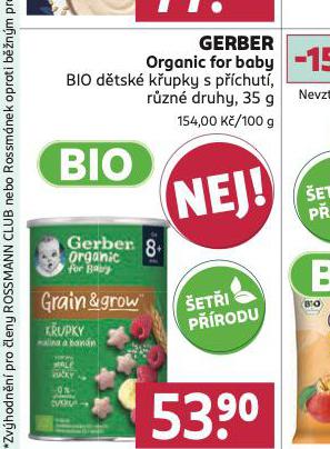 GERBER ORGANIC FOR BABY BIO DTSK KUPKY S PCHUT