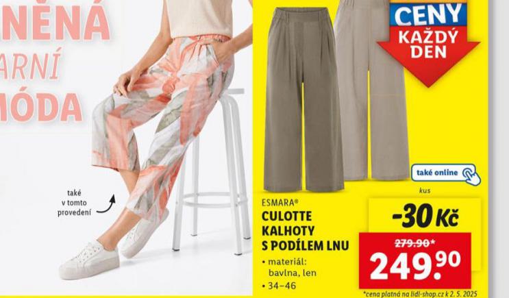 CULOTTE KALHOTY S PODLEM LNU