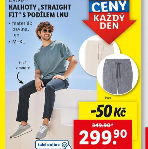 KALHOTY STRAIGHT FIT S PODLEM LNU