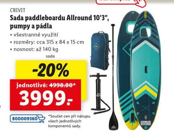 SADA PADDLEBOARDU ALLROUND 10,3", PUMPY A PDLA
