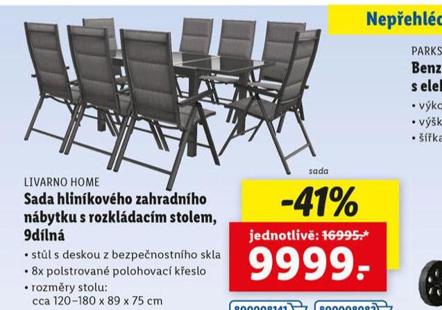 SADA HLINKOVHO ZAHRADNHO NBYTKU S ROZKLDACM STOLEM