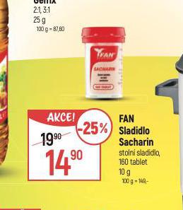 FAN SLADIDLO SACHARIN