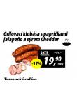 GRILOVACÍ KLOBÁSA S PAPRIČKAMI JALAPEŇO A SÝREM CHEDDAR