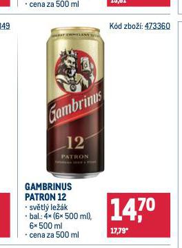 PIVO GAMBRINUS PATRON 12