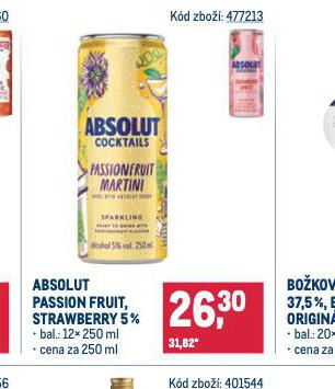 ABSOLUT PASSION FRUIT, STRAWBERRY 5%