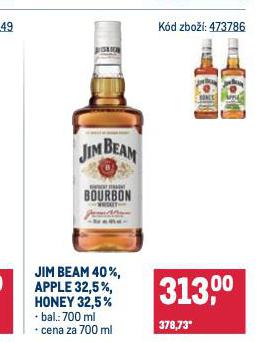 JIM BEAM 40%, APPLE 32,5%, HONEY 32,5%