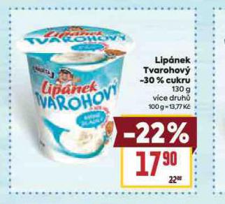 LIPNEK TVAROHOV -30% CUKRU