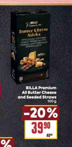 BILLA PREMIUM ALL BUTTER CHEESE AND SEEDED STRAWS