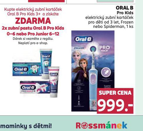 ORAL-B PRO KIDS ELEKTRICK ZUBN KARTEK