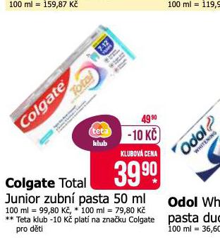 COLGATE TOTAL JUNIOR ZUBN PASTA