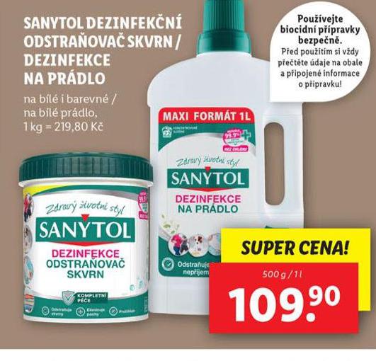 SANYTOL DENZINFEKCE NA PRDLO