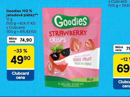 GOODIES 100% JAHODOV PLTKY