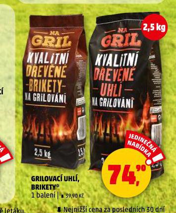 GRILOVAC UHL, BRIKETY