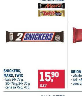 SNICKERS, MARS, TWIX