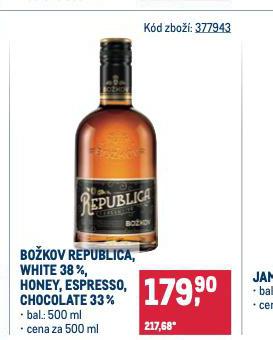 BOKOV REPUBLICA, WHITE, HONEY, ESPRESSO, CHOCOLATE