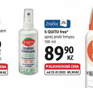 S-QUITO FREE SPREJ PROTI HMYZU