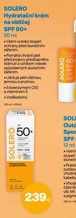 SOLERO HYDRATAN KRM NA OBLIEJ SPF 50+