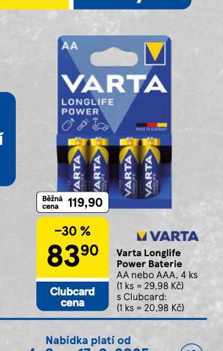 VARTA LONGLIFE POWER BATERIE