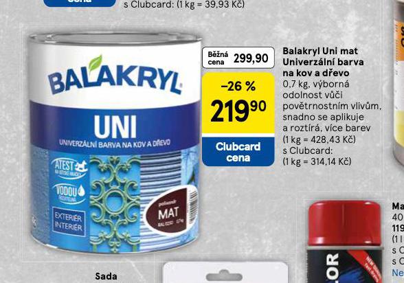 BALAKRYL UNI MAT UNIVERZLN BARVA NA KOV A DEVO