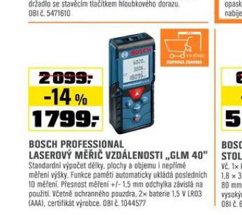 BOSCH PROFESSIONAL LASEROV MI VZDLENOSTI