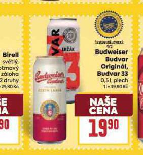PIVO BUDWEISER BUDVAR ORIGINAL