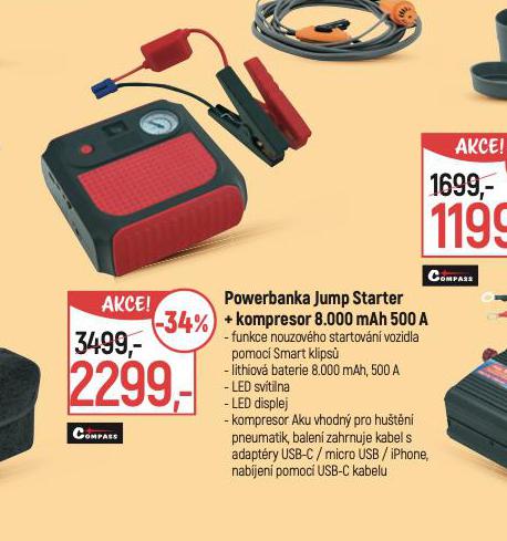 POWERBANKA JUMP STARTER + KOMPRESOR
