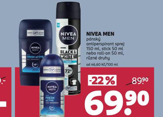 NIVEA MEN ANTIPERSPURANT, STICK, ROLL-ON