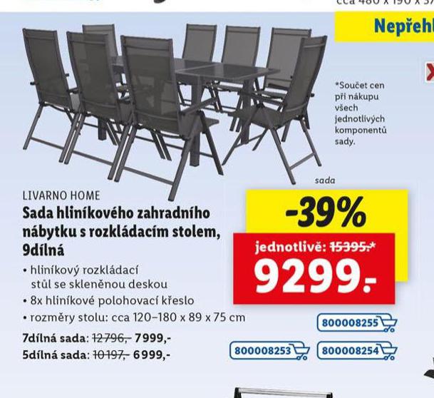 SADA HLINKOVHO ZAHRADNHOH NBYTKU S ROZKLDACM STOLEM