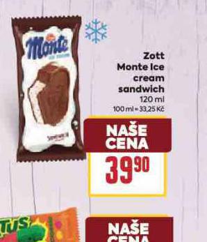 ZOTT MONTE ICE CREAM SANDWICH
