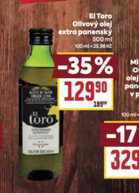 EL TORO OLIVOV OLEJ EXTRA PANENSK