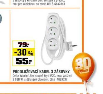 PRODLUOVAC KABEL 3 ZSUVKY