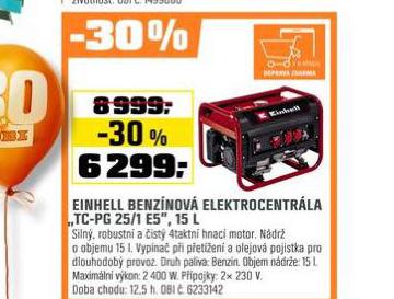 EINHELL BENZNOV ELEKTROCENTRLA